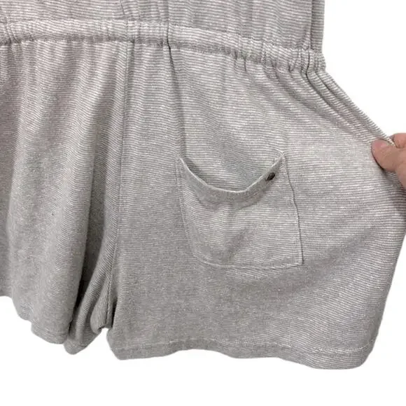 Prana Sylvie Romper Grey and White Stripe Women's Size Medium - Picture 4 of 7